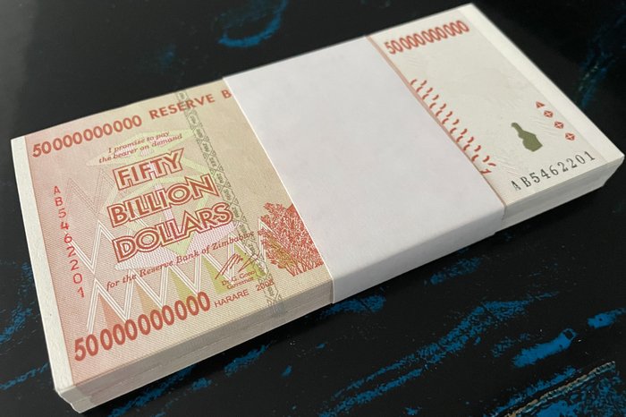 Zimbabwe. - 100 x 50 Billion Dollars - Pick 87 - Original bundle