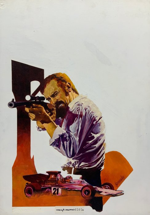 Fernández, Fernando - Original painted cover (51x36 cm) - Detectives Cover book - F.B.I. #114 - Pincer Brice - Cadena de crimenes - (1980)