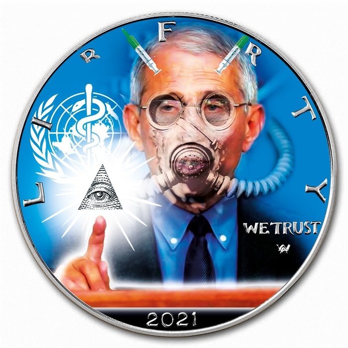 États-Unis. 1 Dollar 2021 Deep State II Lethal Injection Trump Fauci Colorized Coin - 1 oz