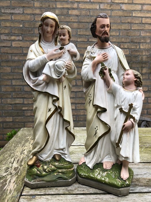 42 cm! Scultura religiosa d'altare della Madonna, Gesù e Giuseppe (2) - Gesso