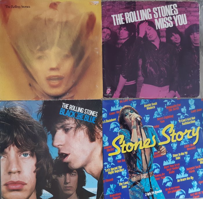 The Rolling Stones - Goats Head Soup / Miss You / Black And Blue / Stones Story - Titoli vari - Album 2xLP (doppio), LP, Maxi Singolo 12'' pollici - Vinile colorato - 1973/1979