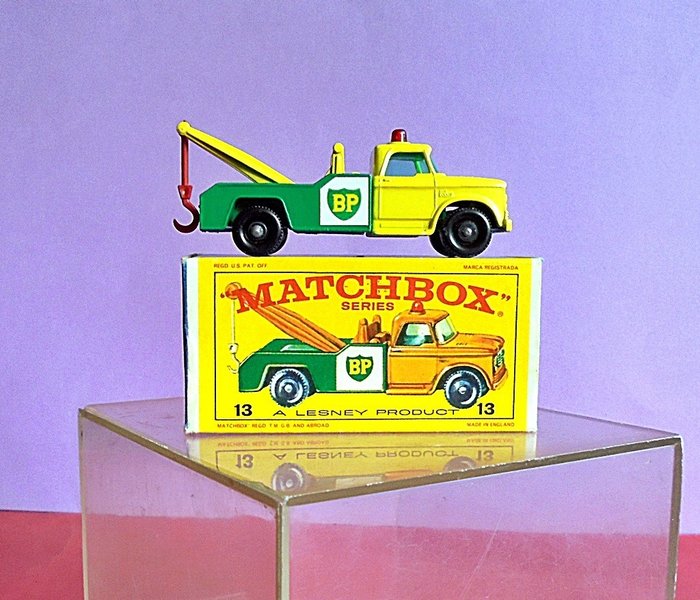 Matchbox - 1:76 - Dodge Wrech Truck BP verde e giallo - n° 13 con scatola originale 1965