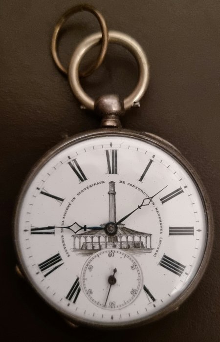 Neuchatel suisse swiss (souvenir de la societe de materieux de construction) - pocket watch  NO  RESERVE PRICE - Uomo - 1850-1900