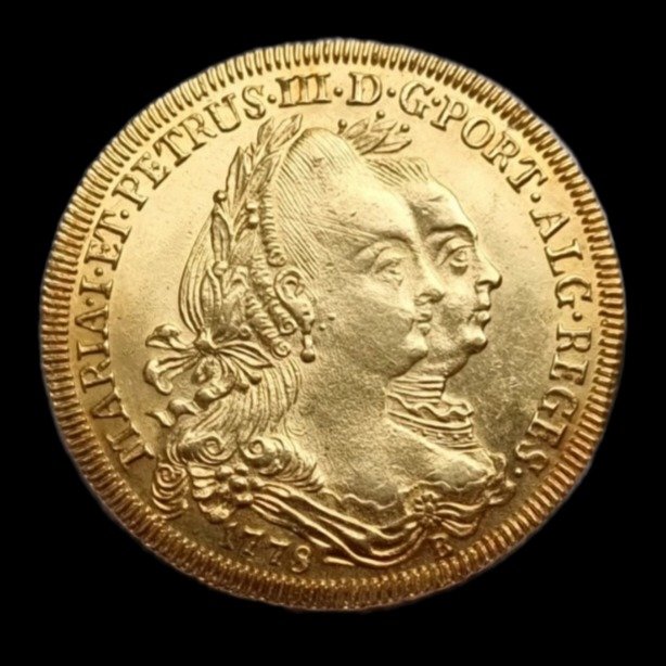 Brazil (Colonial). D. Maria & D. Pedro III (1777-1786). Peça (6.400 Reis) 1778 B - Bahia - PORT•ALG•REGES - Escassa
