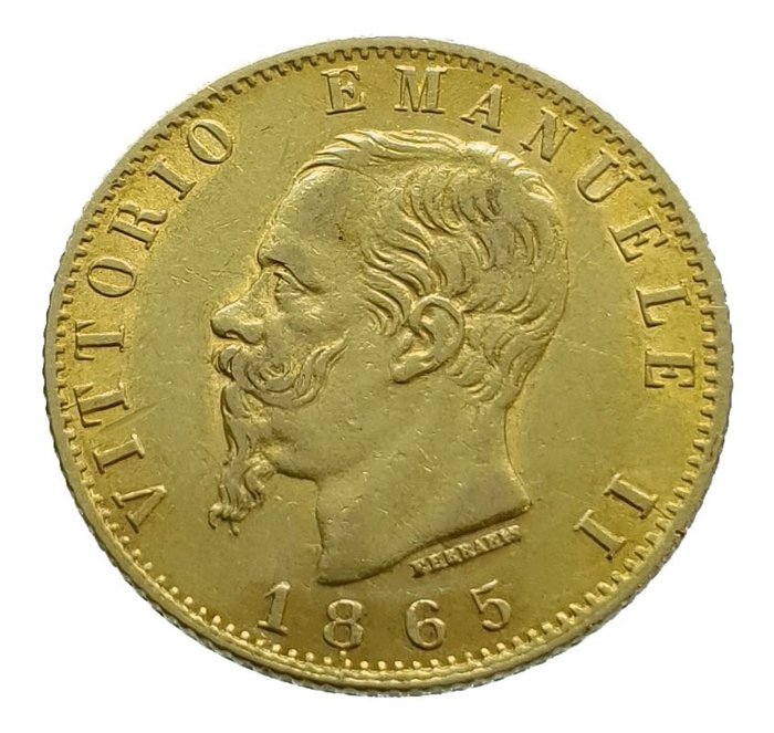 Italië, Koninkrijk Italië. 20 Lire 1865 Vittorio Emanuele II