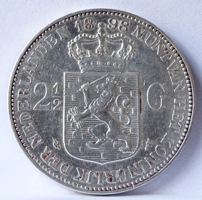 Nederland. Wilhelmina (1890-1948). 2 1/2 Gulden 1898 Kroningsrijksdaalder variant P. Pander