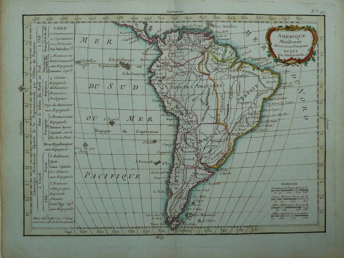 America del Sud, Brasil, Peru, Chili, Argentina.; Jean Lattré - Amérique Méridionale - 1781-1800