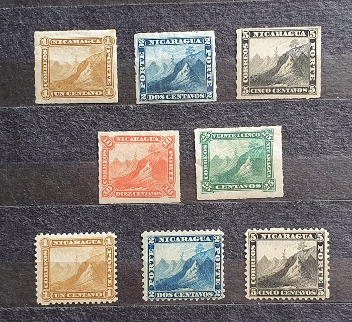 Nicaragua 1862/1937 - Nicaragua usefull colection from 1862 - Stanley Gibbons 2013, No13,4,14,18,19