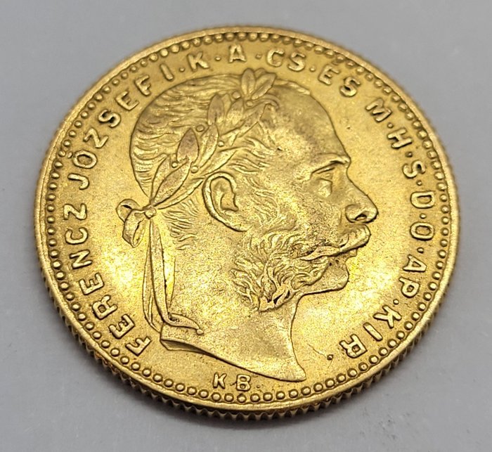 Ungarn. Franz Joseph I. Emperor of Austria (1850-1866). 20 Francs/8 Forint 1890 KB Kremnitz