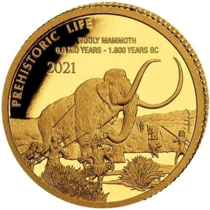 Congo. 100 Francs 2021 'Wooly Mammoth - Prehistoric Life 0,8 Mio Years - 1800 Years BC' - with original capsule