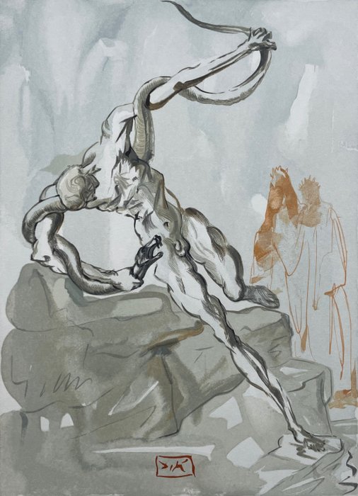 Salvador Dali (1904-1989) - Les Voleurs, Chant 24 de l'enfer de la divine comédie de Dante