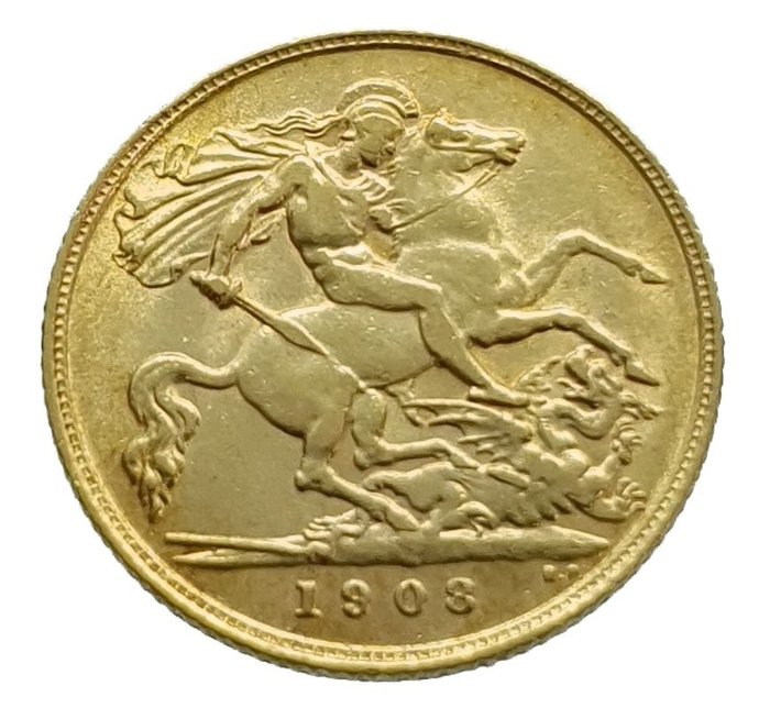Royaume-Uni. 1/2 Sovereign 1908 Edward VII