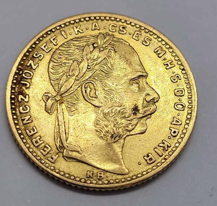 Ungarn. Franz Joseph I. Emperor of Austria (1850-1866). 20 Francs/8 Forint 1884 KB Kremnitz