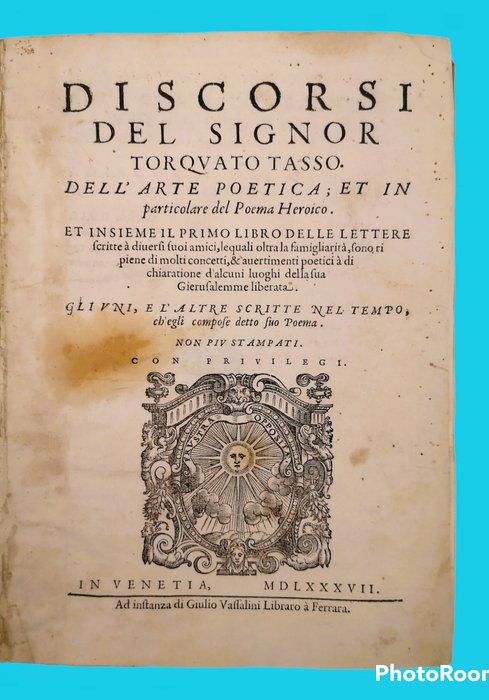 Torquato Tasso - Discorsi dell'Arte Poetica - 1587