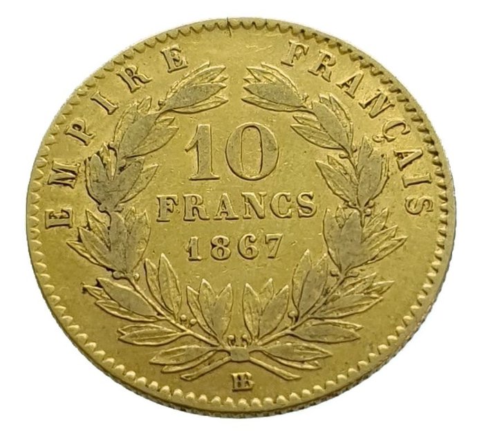 Frankreich. 10 Francs 1867-BB Napoleon III