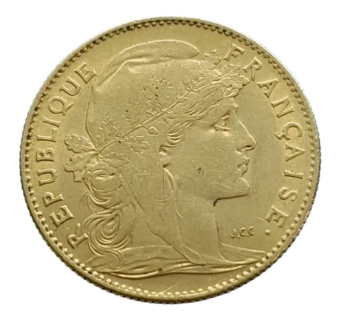 Frankreich. Third Republic (1870-1940). 10 Francs 1909 Marianne