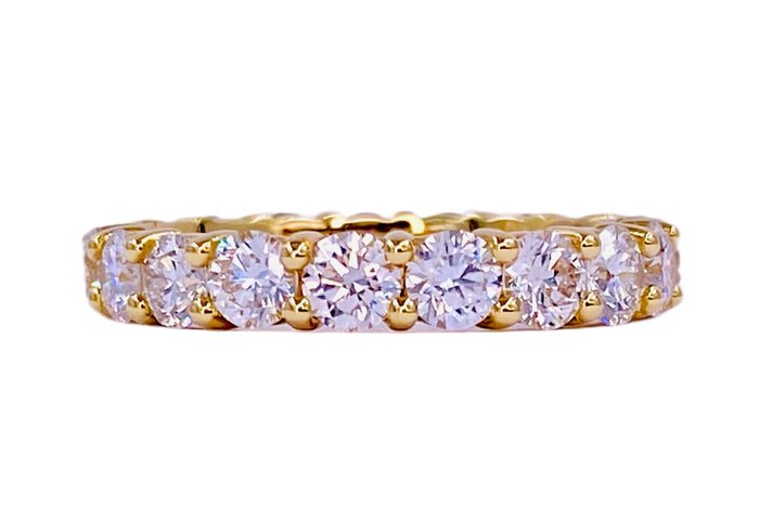 18 carati Oro giallo - Anello Memoire/Eternity con diamanti da 3,25ct e certificato HRD - senza prezzo di riserva!