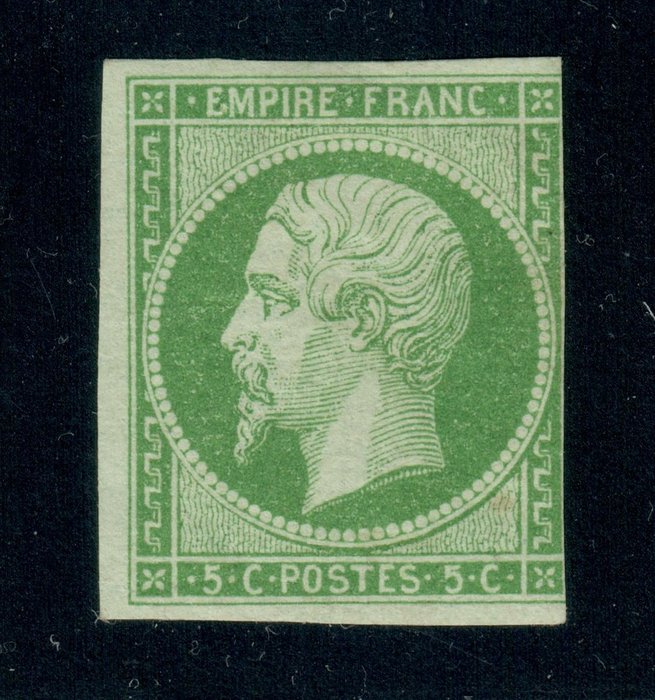 Französische Kolonien 1872 - Napoleon III, 5 c, yellowish green, imperforated. - Scott 8