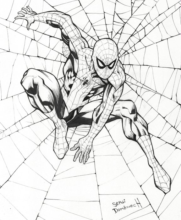 Web of Spider-Man - Original Drawing - Sergi Domenech Signed (Front/Back) - Original Art