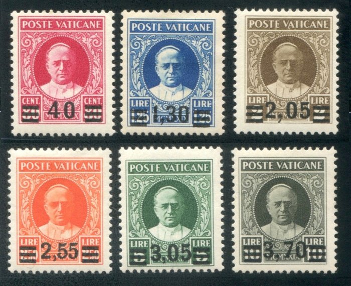 Vatikanstadt 1934/1937 - Provisional set of 6 mint values - Sassone 35/40