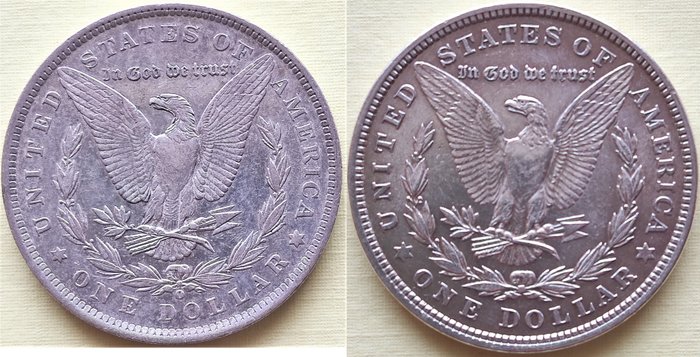 United States. Morgan Dollars 1889-O + 1921 (2 pieces)