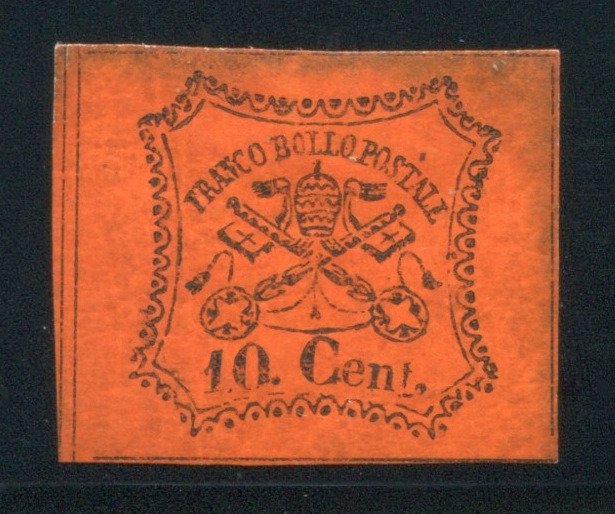 Italian Ancient States - Papal State 1867 - 10 cents vermilion 2nd issue - Sassone 17