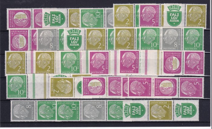 Allemagne, République Fédérale 1956 - Combinations from stamp booklets.