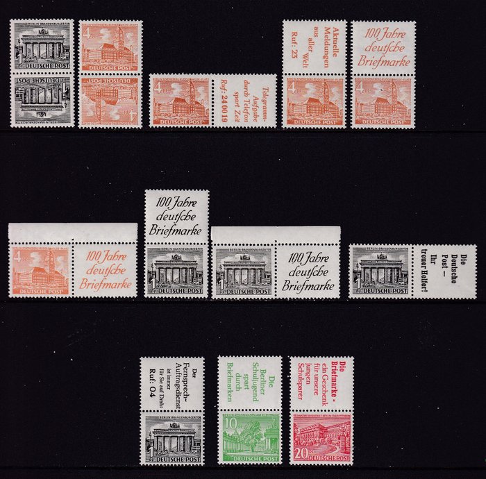 Berlin 1949/1952 - Combinations from stamp booklets.