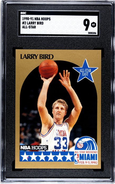 1990/91 NBA Hoops - Larry Bird - All-Star #2 - SGC 9