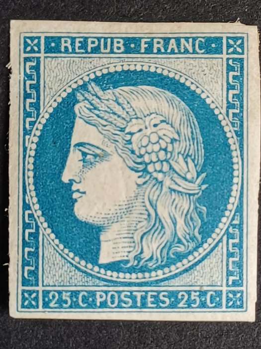 France 1862 - No. 4d, 20c blue. Mint*. Reprint of 1862, signed Jacquart. Very fine - Yvert