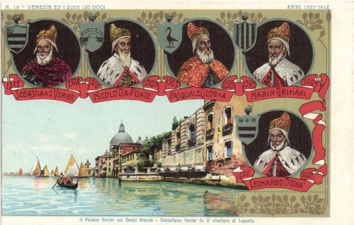 Italië - Venetie - Diverse straten - inclusief Litho's, Aquarellen en toeristische taferelen. - Ansichtkaarten (Collectie van 154) - 1900-1950