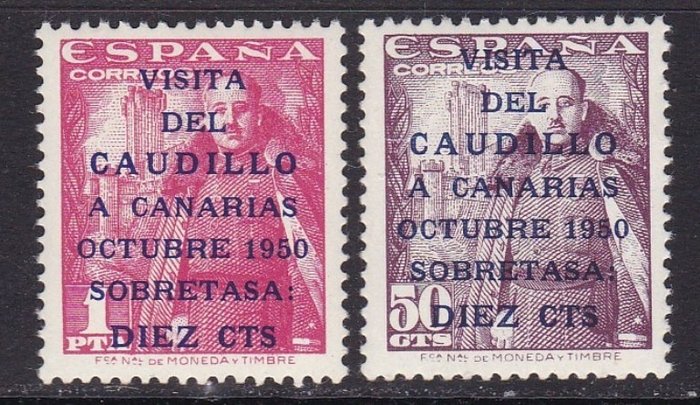 Espagne 1951 - ‘Visita del Caudillo a Canarias’ (Visit of Franco to the Canary Islands) - Edifil 1088\1089