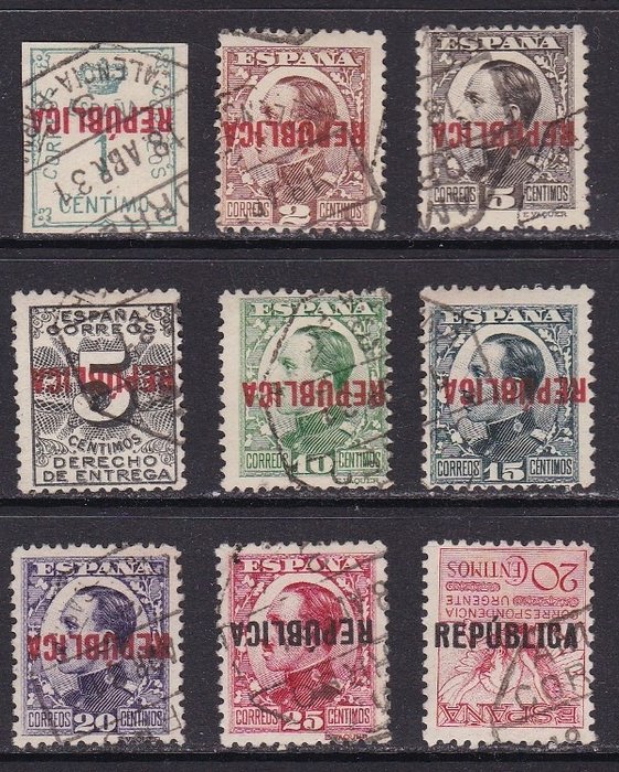 Spain 1931 - Local republican issue - Valencia - Inverted overprint - Edifil 1hi/8hi