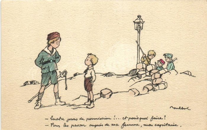 Frankreich - Illustrator Poulbot - Verschiedene Aufführungen, darunter Kinder, militärischer Humor - Postkarten (Sammlung von 64) - 1910-1930