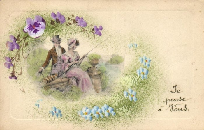 Romanticismo - In cui molto antico - tra litografie e stampe leggere - coppie innamorate ecc. - Cartoline (Collezione di 141) - 1900-1940