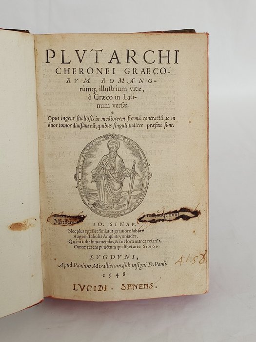 Plutarco - Graecorum Romanorumque illustrium vitae, e Graeco in Latinum versae. Vite parallele - 1548