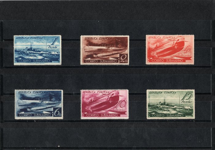 Spagna 1938 - Submarine Post. Complete and well centred set. - Edifil 775/780