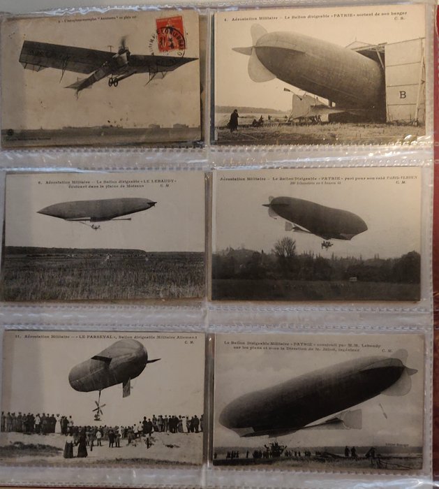 Frankrijk - Luchtschepen (ballonnen, luchtballonnen en zeppelins), Luchtvaart, Maritiem - Ansichtkaartenalbum (378) - 1900