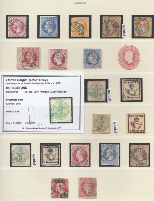 Hannover 1850/1864 - Overcomplete collection with 10 expertised/signed values