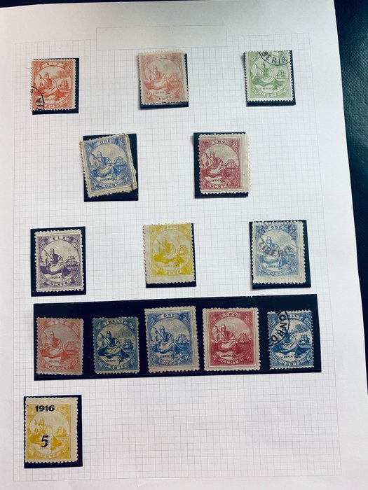 Liberia - Collectie Liberia met veel lucht en scheepvaart op postzegels en blokken