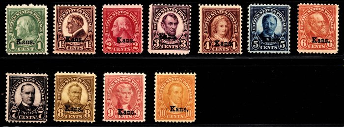 United States of America 1929 - Complete series, Kans. overprint. - SCOTT 658 à 668