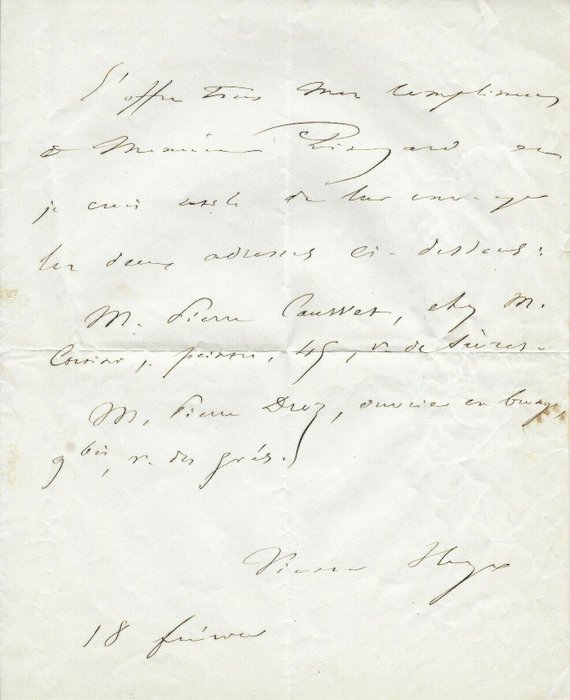 Victor Hugo - Lettre autographe signée 1846 - 1846