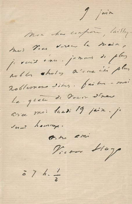 Victor Hugo - Lettre autographe signée mort de George Sand - 1876