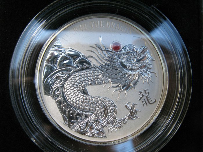 Fidzsi-szigetek. 20 Dollars 2012 Red Fire Dragon, 2 Oz (.999)
