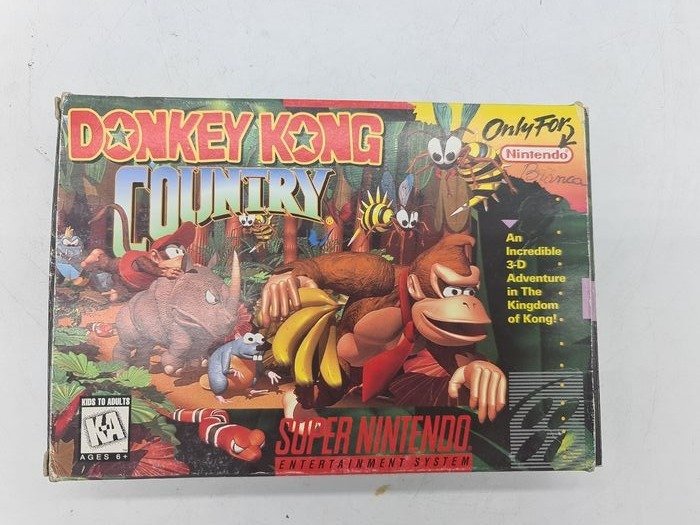 OLD STOCK Extremely Rare Super Nintendo SNES DONKEY KONG COUNTRY Country First edition USA NTSC Super Nintendo SNES NES+ Inlay, manual - Video giochi - Nella scatola originale