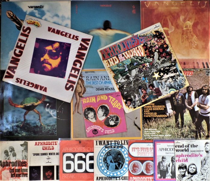 Aphodite's Child and Vangelis - Collection of 8 LP  albums and some single records. - Titoli vari - LP, Singolo 45 Giri - Varie incisioni (come mostrato in descrizione) - 1968/1984