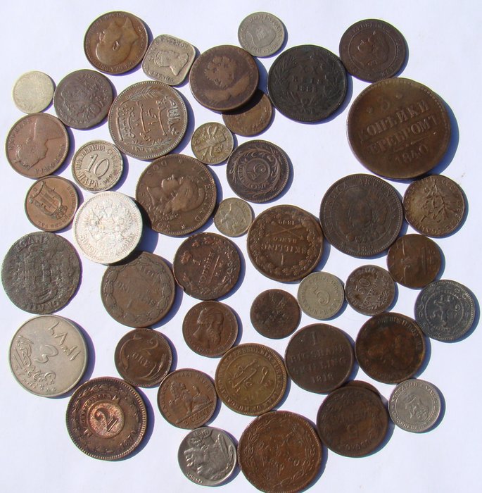 Mondo. Lot diverse munten meest 19e en 20e eeuw (43 stuks)