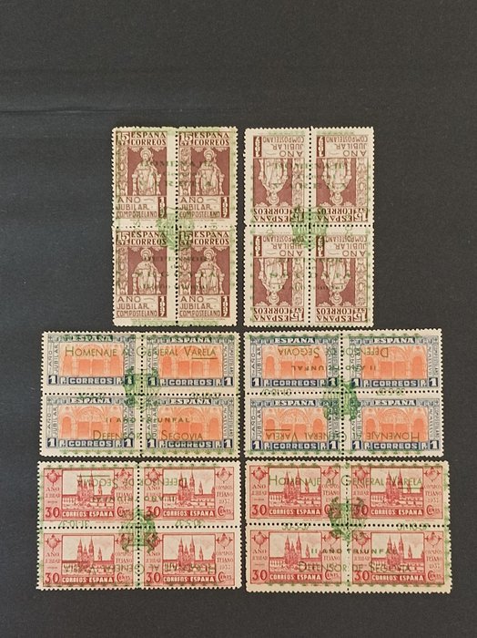 Spagna - questioni locali 1937 - Lot 36. Segovia. Complete set with normal and inverted overprint.