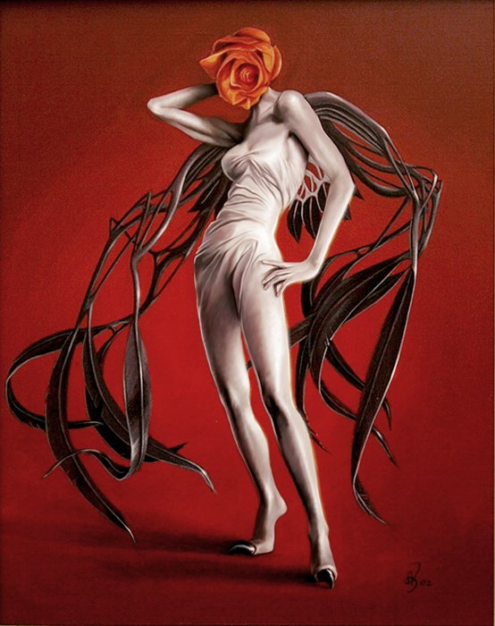 Antonello Venditti - "Persephone" acrilico su tela - cm 40x50 - Page volante - Exemplaire unique (2002)