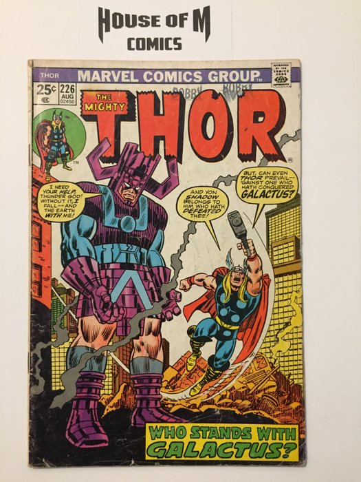 The Mighty Thor # 226 2nd appearance Firelord - appearance Galactus, Hercules. Cameos by the Silver Surfer, the Watcher. Mid to Higher Grade - Geheftet - Erstausgabe - (1974)
